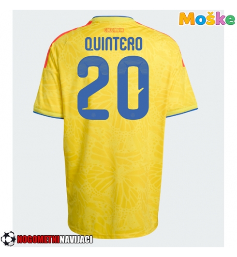 Moške Nogometnih dresov Kolumbija Juan Fernando Quintero #20 Domači SP 2026 Kratki rokavi Moške Nogometnih dresov Kolumbija Juan Fernando Quintero #20 Domači SP 2026 Kratki rokavi